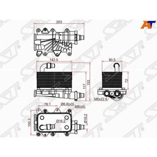 Радиатор масляный BMW 5-SERIES E60/61 03-/7-SERIES E65/E66/E67/E68 01-/X3 E83 04- SAT