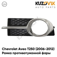 Рамка противотуманной фары левая Chevrolet Aveo T250 (2006-2012) седан хром KUZOVIK
