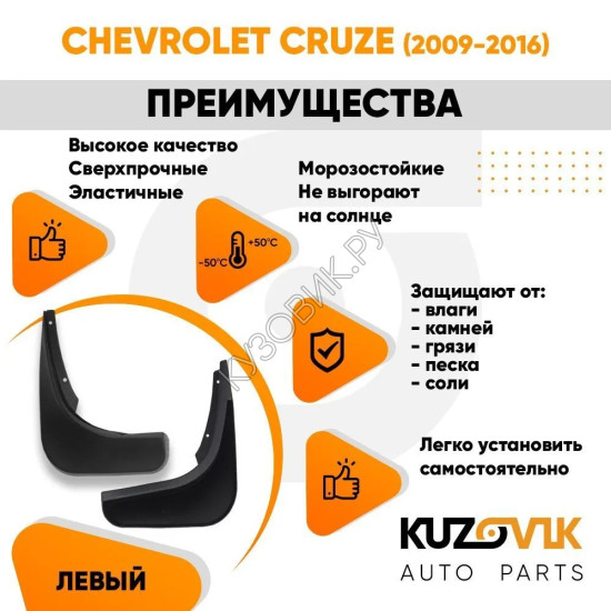 Брызговик задний Chevrolet Cruze (2009-2016) левый KUZOVIK