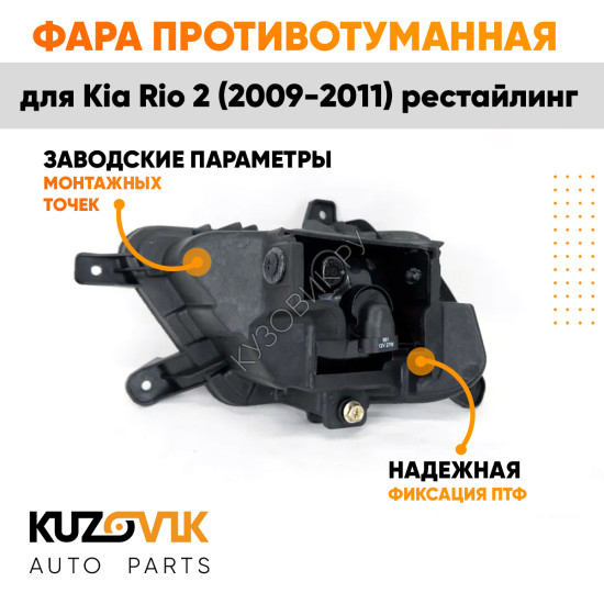 Фара противотуманная правая Kia Rio 2 (2009-2011) рестайлинг KUZOVIK