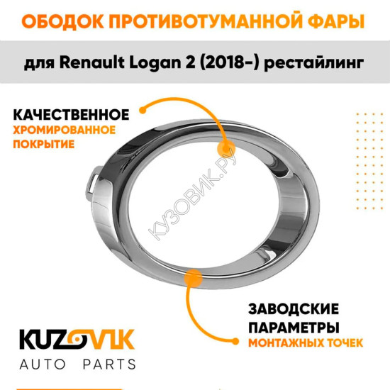 Ободок противотуманной фары Renault Logan 2 (2018-) рестайлинг правая KUZOVIK