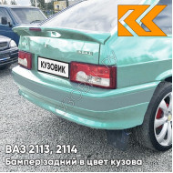 Бампер задний в цвет кузова ВАЗ 2113, 2114 с полосой 421 - Афалина - Зеленый